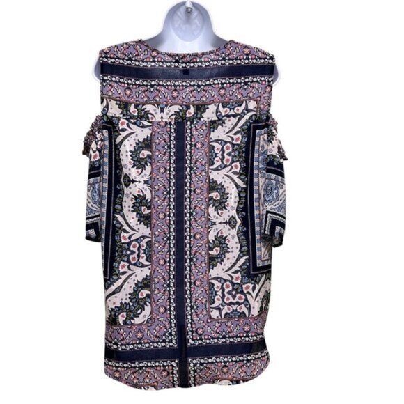 Luxology Cold Shoulder Bohemian Pattern High Low Bloe Size L Hippy Girl - Picture 3 of 5
